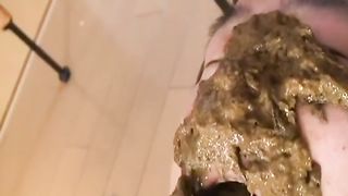 Pile of creamy shit on his face