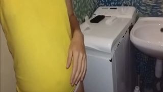 Pooping on her knees