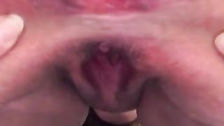 BBW babe pooping in close up