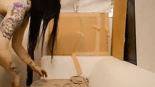 College girl masturbates with shit