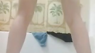 Petite girl pooping two times