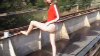 She was caught peeing and shitting outdoor