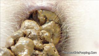 Close up of hairy wife shitting