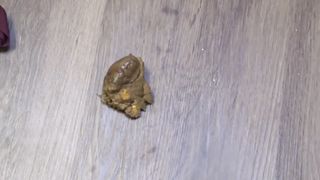 Tattooed babe shits in purple panties