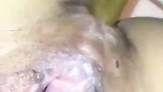 Creampied babe shitting