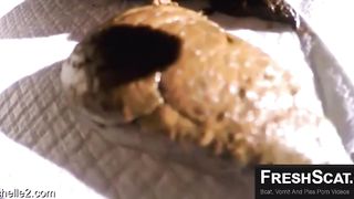 Fingering pussy while shitting