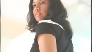 Ebony babe shits on a plate