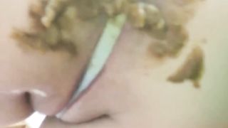 Green shit dropped in white thongs