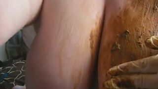bbw scat granny rubbing poop on herself