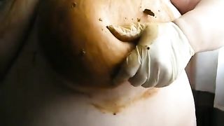 bbw scat granny rubbing poop on herself
