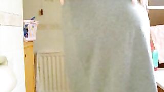 wiggling her sexy butt in her white panties and shits