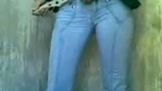 Girlfriend pissing on drainage