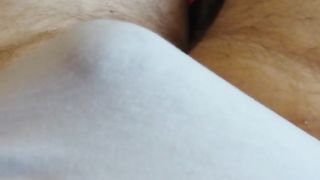 Pissing in my new white cotton panties