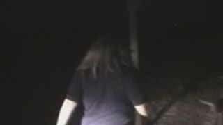 Fat woman poop in car headlights