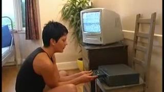 Babe pissing on her VCR