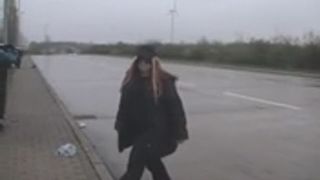 Bitch pooping outdoor