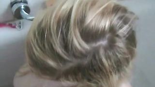 Homemade video of a blonde peeing