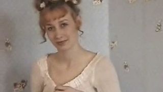 Girl wearing tampon and using dildo