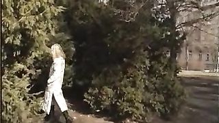 Girl hiding and peeing