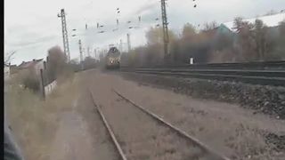 Babe pooping on the railway
