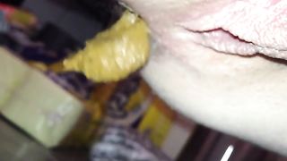 Close up view of her shitting