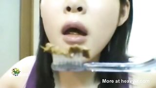 Japanese Brushing her teeth