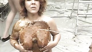 Wife covered with shit
