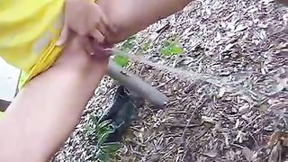 Babe Peeing and smoking