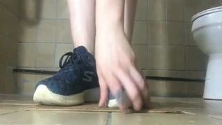 Using a long dildo to masturbate