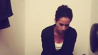 Dark haired teen shitting