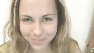 Hot blonde shits on white plate