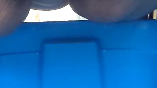 BBW babe shitting in blue bucket