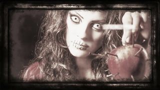 Dark haired babe shits on male slave