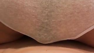 Huge turd in grey panties