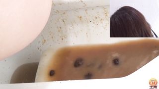 Dark haired beauty has diarrhea