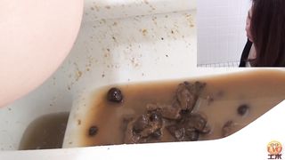 Dark haired beauty has diarrhea