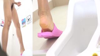 Hairy Asian girl shitting