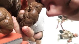 He's forced to suck big turds