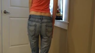 Shitting in tight jeans