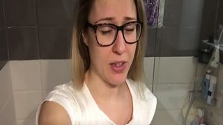 Blonde beauty shitting three times in a single day