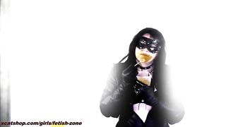 Masked babe eats a lot of shit