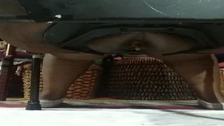 Black girl shitting on homemade toilet