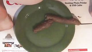 Blonde babe shitting two times