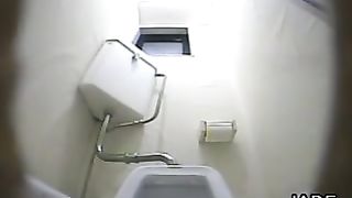 Four schoolgirls pushing big turds