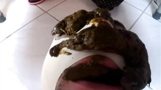 Using her boyfriend as a toilet