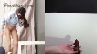 Huge long turd from a perfect brunette mistress