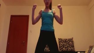 College girl dancing and pooping