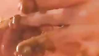 Rubbing poop on entire face