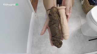 Pushing a very long turd