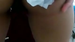 Hairy chinese teen shitting